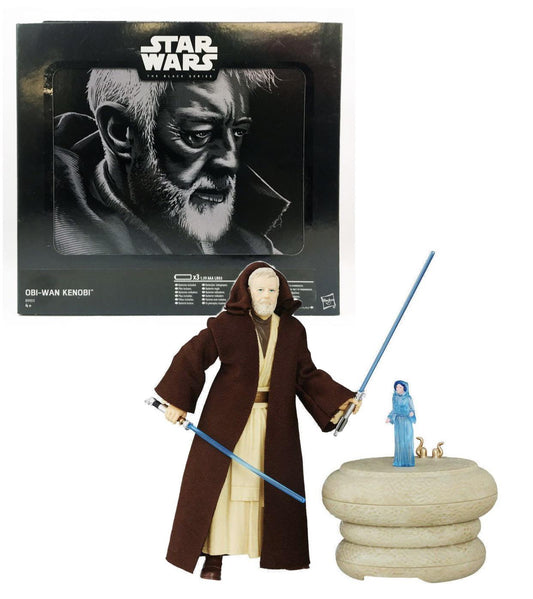 Obi-Wan Kenobi action figure with packaging featuring a portrait of the character.